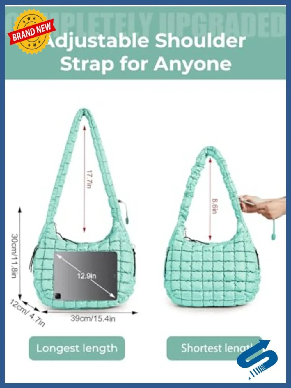 Quilted Puffer Tote Bag Nylon Crossbody Hobo Shoulder Bag Puffy Purse Large